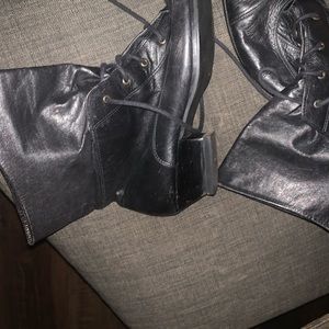 Black leather ankle booties vintage